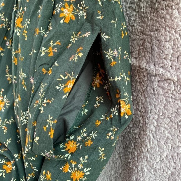 NEW Madewell Green Floral Poplin V Neck Bubble Sleeve in Fresh Sprig Mini Dress - Picture 4 of 12
